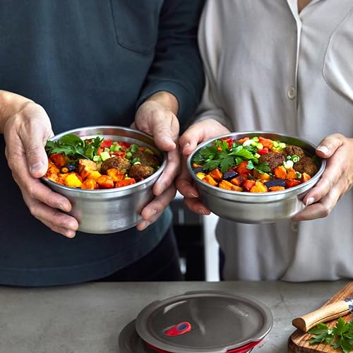 BLACK + BLUM Lunch Bowl - Reusable Meal Prep Containers for Picnic & Camping - Microwavable Stainless Steel Lunch & Dinner Food Storage Box with Leak Proof Lid - Dishwasher & Oven Safe - 650ml | Leak Proof & Airtight, Durable & Reusable, Stackable Food St
