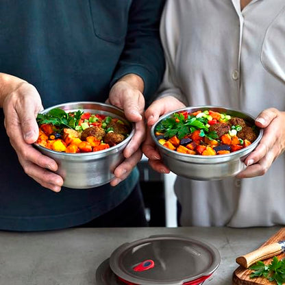BLACK + BLUM Lunch Bowl - Reusable Meal Prep Containers for Picnic & Camping - Microwavable Stainless Steel Lunch & Dinner Food Storage Box with Leak Proof Lid - Dishwasher & Oven Safe - 650ml | Leak Proof & Airtight, Durable & Reusable, Stackable Food St