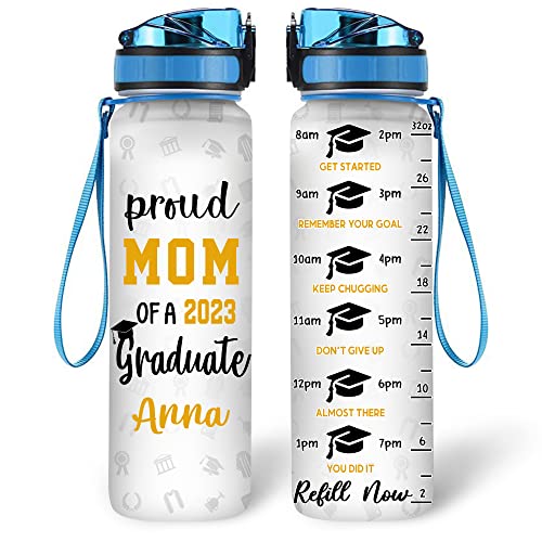 Hyturtle Personalized Graduation 32 Oz 1Liter Motivational Water Bottle, Proud Mom OF A 2023 Graduate Custom Name Water Bottle With Time Marker, Graduation Gifts for Her, Senior Gifts 2023 For Women - color: Graduation 3