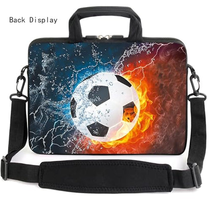 AMARY 13" 13.3" laptop sleeve chromebook case adjustable shoulder strap with handle accessory pocket (Soccer) - color: Soccer
