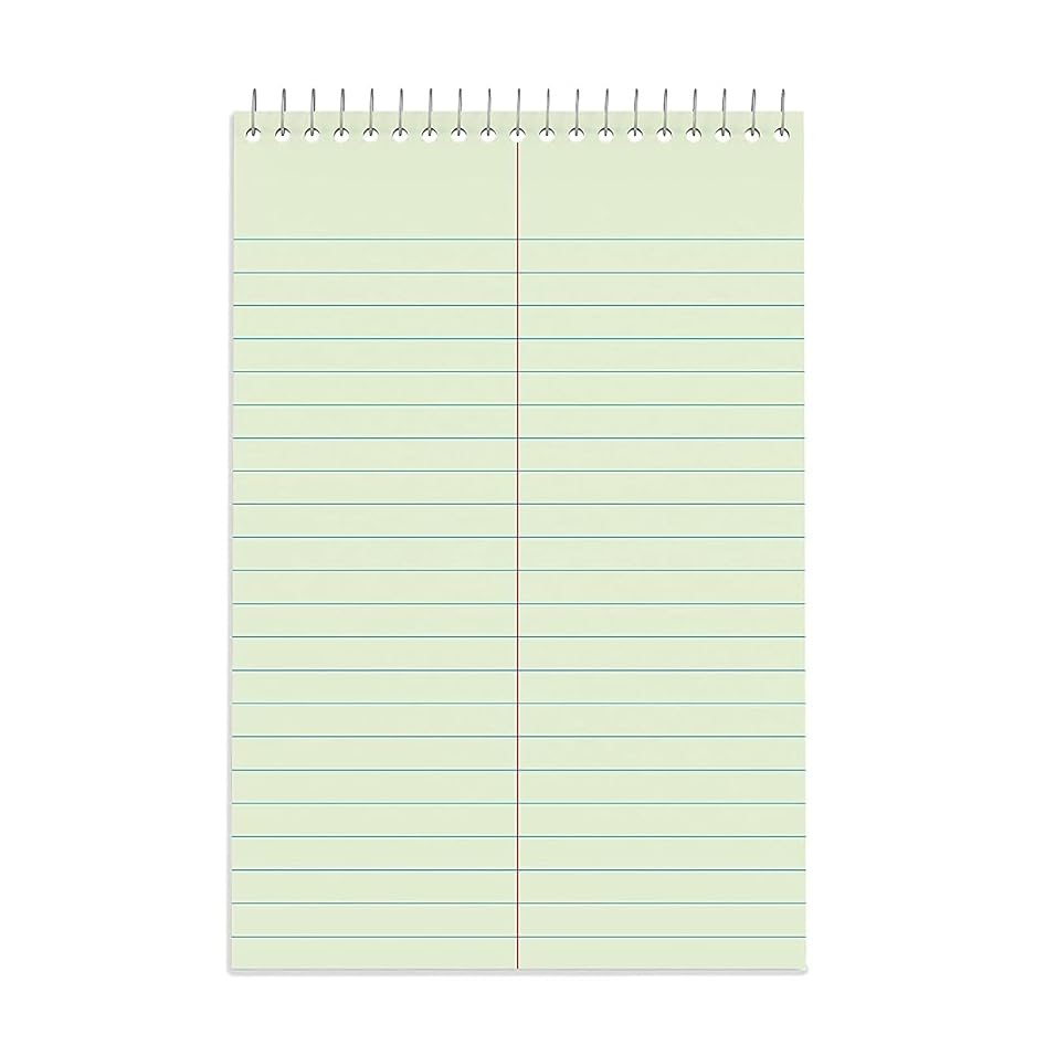 STAPLES Steno Pads, 6” x 9”, Gregg Ruled, Green, 80 Sheets/Pad, 24/Carton - size: 24 Pack, style: Green Paper