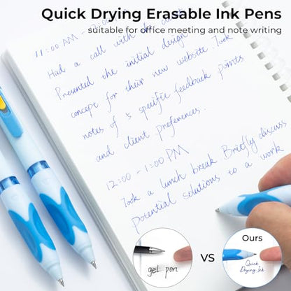 M&G 3 PCS Erasable Pens, 0.5mm Blue Ink Erasable Gel Pens, Fine Point Retractable Pens Make Mistakes Disappear, Premium Comfort Grip Note Taking and Crossword Puzzles - color: blue ink 3pcs