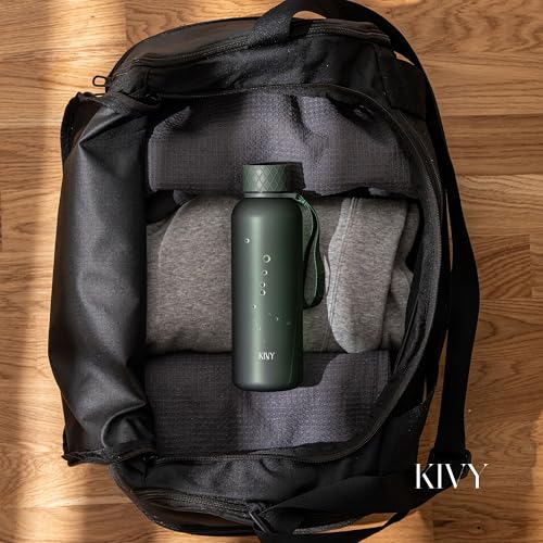 KIVY Slim Water Bottle 22oz Lightweight & Shatterproof - Reusable Tritan Water Bottle - Leak Proof Bottle for Women & Men - Water Bottle No Straw - Dishwasher Safe - BPA Free - color: 01 Dark Green, size: 22oz