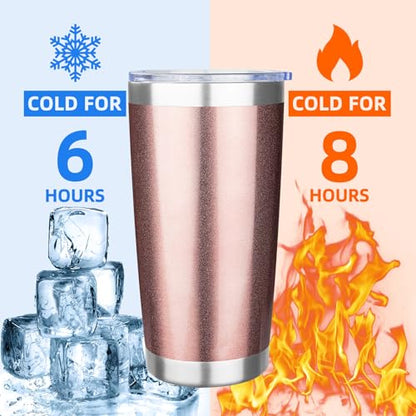 20oz Tumbler with Lid Stainless Steel Insulated Tumblers Travel Coffee Tumbler Bulk Double Wall Vacuum Insulated Water Cup Gifts for Christmas Women Men Her Him Home Office(Rose Gold, 4pack) - color: Rose Gold 4