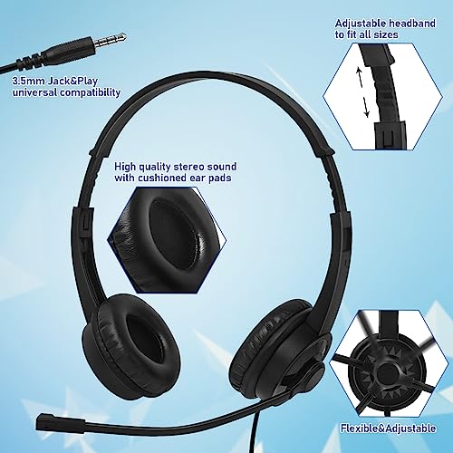 2 Pack Bulk Headphones with Microphone for Classroom Kids, On-Ear Wired Computer Headset with Rotating Mic for School Students K-12 Chromebooks PC Laptop Office Meetings - size: 2 Pack