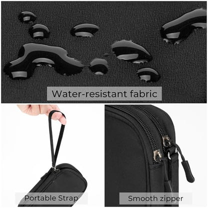 Airkit Electronics Organizer Travel Case Waterproof Double Layers All-in-One Storage Bag Tech Pouch Accessories Travel Essential for Phone Airpods Cables USB Flash Drive Black