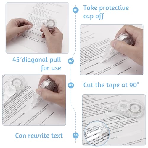30 Pcs Correction Tape, 39.4 Ft White Wrong Out Tear-Resistant Bulk, Instant Corrections Easy To Use Applicator for School, Office, Note Taking, Journal (Tape Width 0.2 in, Clear) - size: 1 Count (Pack of 30)