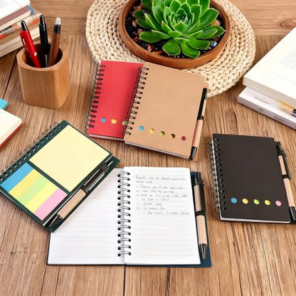 5 Pack Spiral Notebooks with Pen Set, 60 Sheets/120 Pages Lined Small Pocket Notebook and Pen Set Bulk Journals with Sticky Notes for Business Office School, 5 Colors (5)
