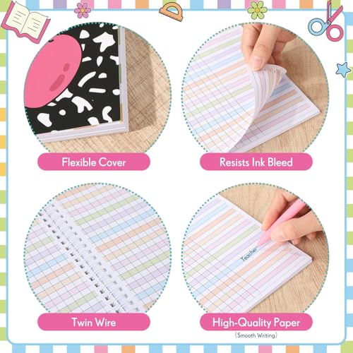 Pasimy 2026-2027 Teacher Record Book Grade Book for Teacher Classroom Spiral Bound Class Planner Double Sided Office Favors Supplies for Classroom Attendance Decoration(Composition Notebook) - style: Composition Notebook