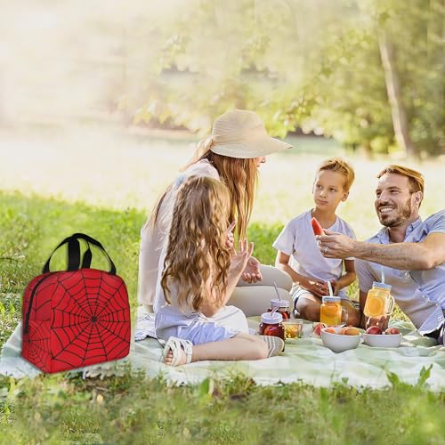 Spider Web Red Insulated Lunch Bag Reusable Lunch Box Women Men,Cooler Thermal Meal Tote for Kids School Student Picnic Office Work - color: Spider Web Red