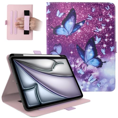 Dteck for iPad Air 13-inch Case 2024,iPad Case 12.9" Pro 6th/5th/4th/3rd Gen 2022/2021/2020/2018,Premium PU Leather Folio Stand Cover Pencil Holder Auto Wake/Sleep Protective Cases,Purple Butterfly - color: 01 Purple Butterfly