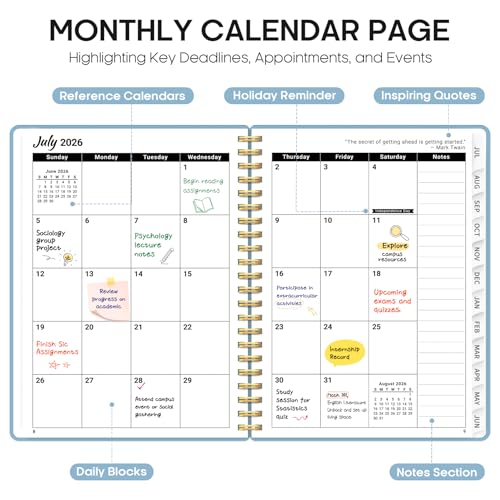 Planner 2026-2027, 8.5" x 11" Weekly and Monthly Academic Year Planner Calendar, July 2026 - June 2027, Hardcover Large School Planning Agenda With Tabs, Perfect for School & Office Supplies, A4, Baby Blue - color: G-Baby Blue, size: A4(8.5"x11")