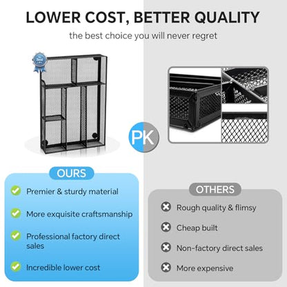 Desk Drawer Organizer, Office Drawer Divider Organizer Tray with 6 Compartments, Metal Mesh Desktop Organization and Accessories for Stationery Makeup Kitchen Toolroom School ＆Office, 12.6x8.27x1.6 in - size: Large-2 Pack