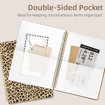 Cute Spiral Notebook journal A4 Aesthetic Pretty Design for Women Girls Kawaii with Pocket, 8.5 x 11 inch, Graph, Leopard - color: Leopard, style: Graph