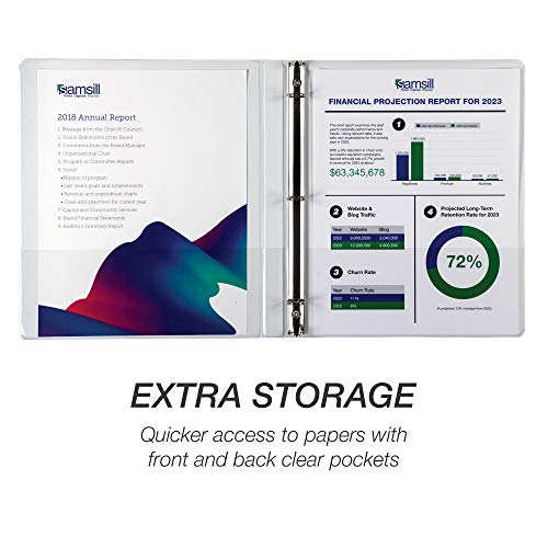 Samsill 8 Pack Durable 0.5 Inch 3 Ring Binders, Round Ring, Clear View Cover for Presentations, White - color: White, size: 0.5-Inch