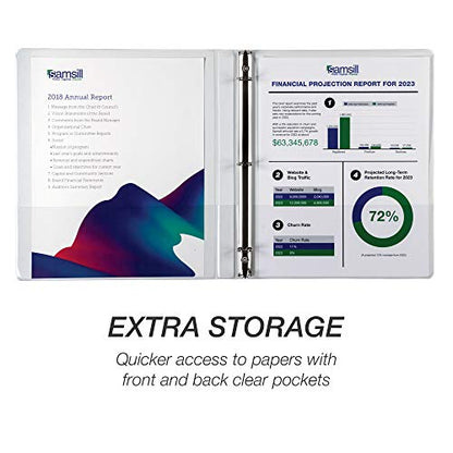Samsill 8 Pack Durable 0.5 Inch 3 Ring Binders, Round Ring, Clear View Cover for Presentations, White - color: White, size: 0.5-Inch