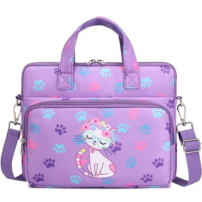 OCTSKY 12.5-Inch Laptop and iPad Tablet Shoulder Bag Carrying Case for Kids Girls Tablet Sleeves Bag with Shoulder Strap (Cat Purple) - color: Cat Purple