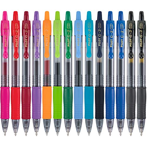 Pilot G2 Premium Retractable Gel-Ink Rolling Ball Pens, Bold Point (1.0mm), 1.0 Gel Pens, Assorted, 14-Pack - Ideal for School, Journaling, & Office Writing