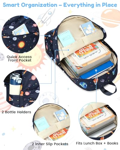CAMTOP Backpack for Kids, Boys Girls Preschool Backpacks with Lunch Box Toddler Kindergarten School Bookbag Set (Blue Planet) - color: Blue Planet