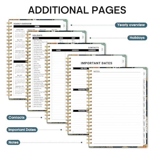 Planner 2026-2027, Academic Year Monthly and Weekly Calendar Planner, Jul 2026 - Jun 2027, Hardcover Teacher Student Planning Agenda book with Tabs, Perfect for School Office Supplies, 6.3" x 8.5" - Citrus Bloom - color: E-Citrus Bloom, size: (6.3"x8.5")a