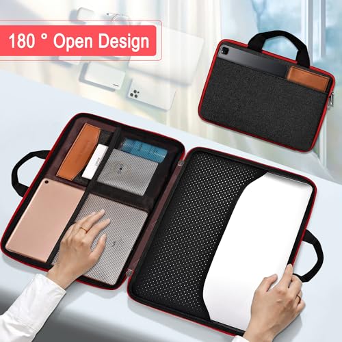 Hseok Laptop Case 13.3-14 inch Sleeve, TSA Computer Handbag Water-Resistant and Shockproof Bag Compatible with MacBook Pro/Neo 14", Mac Air/Pro 13.3" and 13"-14" Notebooks Chromebooks,Black-red - color: Black-red