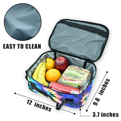 Tie Dye Lunch Box Insulated Reusable Lunch Bag Tote Cooler for Women Men Boy Girl School Work Office Picnic - color: Tie Dye