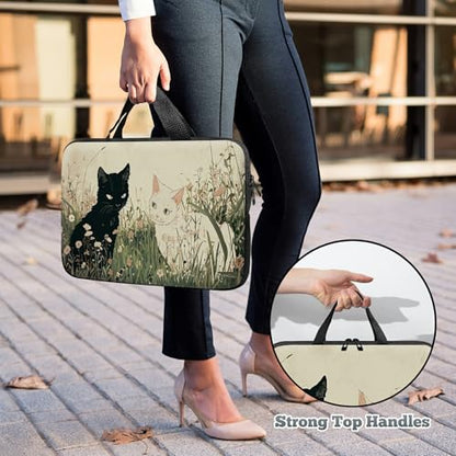 Laptop Sleeve Case Bag 15 inch, Black and White Cats Slim Carrying Case Durable Handbag Travel Laptop Bag for 15 inch MacBook Air M3/M2/15 Pro/Surface Laptop 7/6/5/4/3/ Dell XPS 15 Plus - color: Black and White Cats, size: 15 Inch