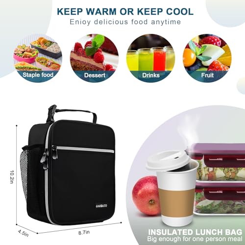 Lunch Bag, Durable Insulated Lunch Box Reusable Adults Tote Bag Lunch Bag Durable Reusable for Adults (Black-White) - color: Black-White