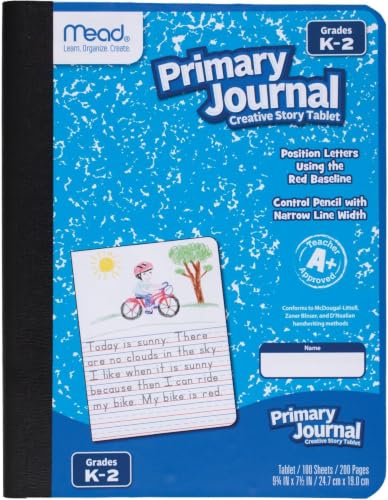 Mead Primary Journal Creative Story Tablet Composition Notebook, 7.5" x 9.75", Grades K-2, 100 Sheets, Color Selected For You (10297) (Pack of 12) - color: Color Selected For You, size: 12 Pack