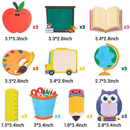 Xqumoi 30 Pack Back to School Sticky Notes Classroom Office Home Supplies | Self-Adhesive Writing Memo Pad, Daily Reminders Notepad, Welcome Back Gift, Pencil Ruler Book Blackboard Shaped, for Kid Teen - style: Back to School (Style 1)