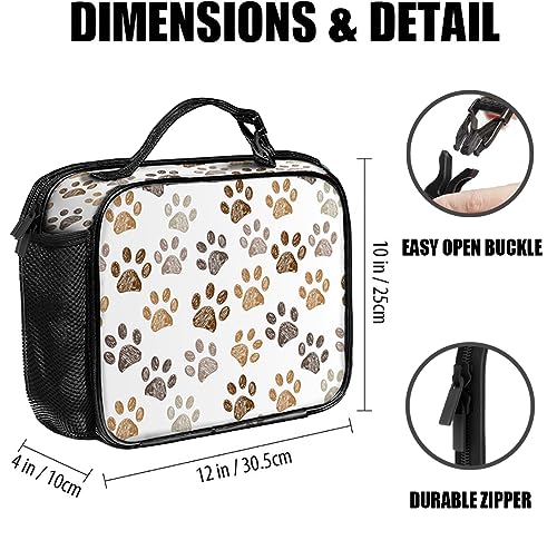 Paw Print Lunch Bag Reusable Insulated Lunch Box Keep Food Cooler Thermal Lunch Tote for Women Men - color: paw print