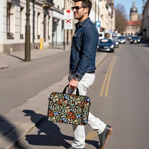 RICHEN 14 15 15.4 15.6 inch Laptop Shoulder Bag Messenger Bag Notebook Handle Sleeve Neoprene Carrying Case with Accessories Pocket (14-15.6 inch, Flowers2) - color: Flowers2, size: 14-15.6 inch