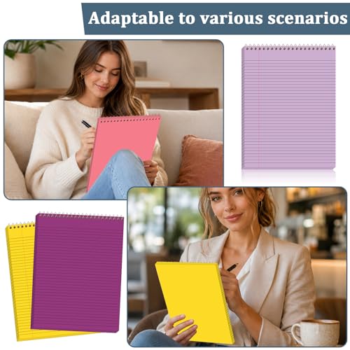 gisgfim 6 Pcs Pastel Rainbow Top Bound Spiral Notebooks 8-1/2" x 11" College Ruled Aesthetic Legal Pad Steno Pads Paper Notebook Wirebound Notepad for Writing School Office Business Supplies - color: Pastel Rainbow
