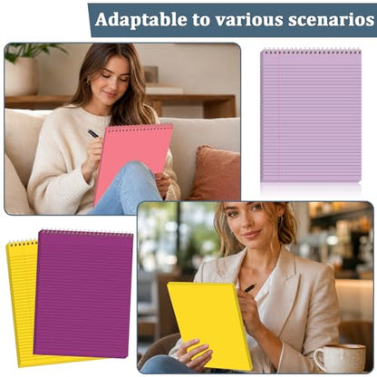 gisgfim 6 Pcs Pastel Rainbow Top Bound Spiral Notebooks 8-1/2" x 11" College Ruled Aesthetic Legal Pad Steno Pads Paper Notebook Wirebound Notepad for Writing School Office Business Supplies - color: Pastel Rainbow