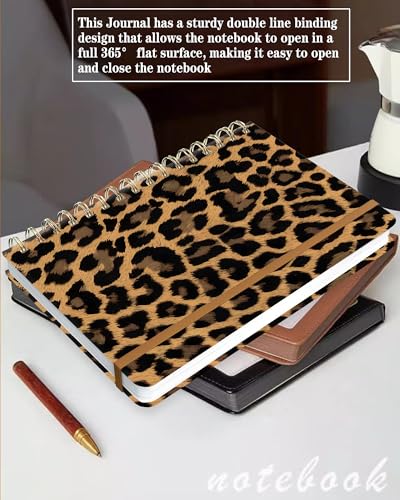 Spiral Journal Notebook for Women, Hardcover A5 College Ruled Notebook, 120 Pages, Thick Paper, Cute Lined Journal for School, Office & Work, 6 x 8.4 in(Leopard Cool) - color: Leopard Cool