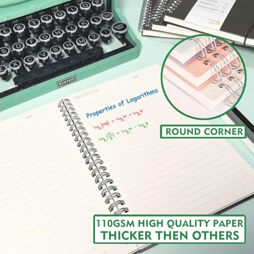 OWSC 4 Pack College Ruled Spiral Notebook Notebooks for Work A5 Lined Black | 5.9 x 8.3 IN Notebooks College Ruled for Note Taking, School and Journal with 80 Sheets/160 Pages 110 GSM Thick Papers - size: HC-4PCSBLK-A5-LINED