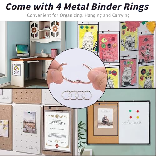 60 Packs Dry-Erase Pockets Bulk Oversized Reusable Dry Erase Pocket Sleeves with 4 Rings, 10x14 Black Ticket Holders, Clear Plastic Sheet Protectors, Teacher School Classroom Supplies - color: Black, size: 10 X 14"-60 PCS