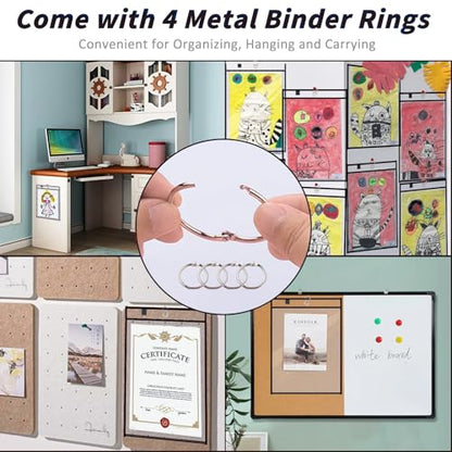 60 Packs Dry-Erase Pockets Bulk Oversized Reusable Dry Erase Pocket Sleeves with 4 Rings, 10x14 Black Ticket Holders, Clear Plastic Sheet Protectors, Teacher School Classroom Supplies - color: Black, size: 10 X 14"-60 PCS
