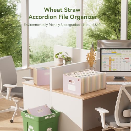 EcoStash 26 포켓 아코디언 파일 오거나이저, 밀짚 파일 폴더, 업라이트 및 오픈 탑, A-Z 지폐 영수증 오거나이저, 100% BPA 프리, 자연으로 돌아가기, 레터/A4 사이즈 - 라벤더 퍼플 - color: 라벤더 퍼플, size: 26 Pockets