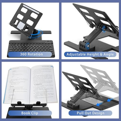 for Samsung Galaxy Z Fold 7 6 5 4 / Z Trifold Stand and Keyboard Mouse 4 in 1 Set, Portable Bluetooth Keyboard Plus Foldable Adjustable Tablet Stand Holder for 4.7" to 13" Tablets Smartphones