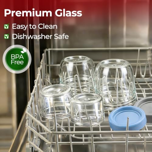 8+4 oz Glass Parfait Cups with Lids 4 Pack Yogurt Container Reusable | Dry Wet Separation, Overnight Oats Containers,Chia Pudding,Nuts, Fruit,Granola Toppings,Meal Prep Jars - color: Mixed color 5