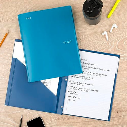 Five Star 2 Pocket Folders, Plastic Folders with Prong Fasteners, Holds 11” x 8-1/2”, Tidewater Blue, White, Amethyst Purple, Harvest Yellow (38136) (Pack of 24) - color: Trend, size: 24 Pack