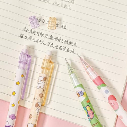 MOZXIRZ 4 Pcs Cute Mechanical Pencils with Top Eraser 0.5mm Cartoon Space Mechanical Pencil School Pencil for Women (6pcs Space) - color: 6pcs Space