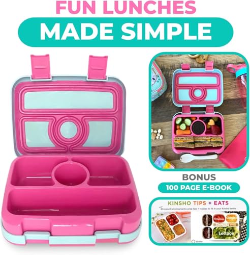 kinsho Bento Lunch Box for Kids Toddlers Girls, 4 Portion Sections Secure Lid, Microwave Safe BPA Free Removable Tray, Pre-School Kid Daycare Lunches Snack Container Ages 3 to 5, Pink Koala - color: Koala Bento