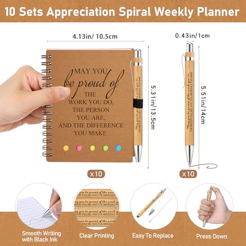 10 Sets Inspirational Notebooks Bulk Back to School Spiral Notebook with Notepad and Bamboo Pen Team Appreciation Gift for Office Teacher Employee Social Worker Student (May You Be Proud) - style: May You Be Proud