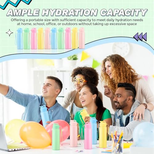 Domensi 50 Pieces Plastic Water Bottle Bulk 17 oz Sports Adults Reusable Large Water Bottles with Leak Proof Flip Top for Adults Fitness (Solid Pastel) - color: Solid Pastel