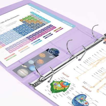 SKYDUE 3 Ring Binders, 1.5 Inch D-Ring, Purple | Holds 450 Sheets of 8.5x11 Paper, Custom View Cover with 2 Interior Storage Pockets, School & Office Supplies - color: Purple