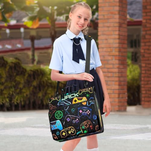 Personalized Video Game Controller 1.5 Inch Zipper Binder with Name | Your selected font will be printed with a matching outline for the best gaming-inspired look. - color: Personalized Video Game Controller