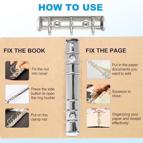 PATIKIL A8 3-Hole Ring Binder Mechanisms, 2 Set Binder Spines Replacement for Office Planners Documents Recipes Organization Storage, Silver - color: Silver