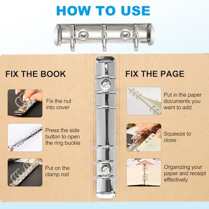 PATIKIL A8 3-Hole Ring Binder Mechanisms, 2 Set Binder Spines Replacement for Office Planners Documents Recipes Organization Storage, Silver - color: Silver